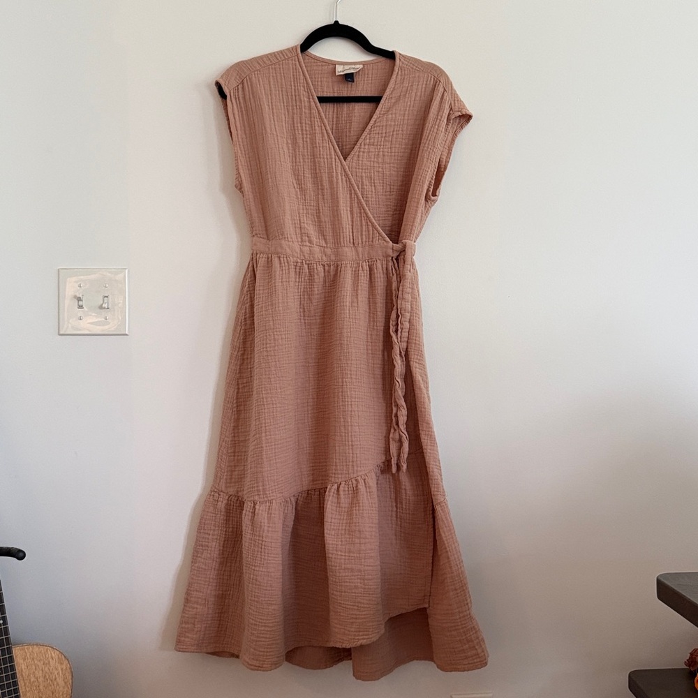 cotton gauze wrap dress